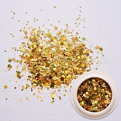 Shiny Nail Art Glitter Flakes, Hexagon Chunky Sequins, DIY Sparkly Paillette Tips Nail, Goldenrod, 0.1~3x0.1~3mm, about 1g/box