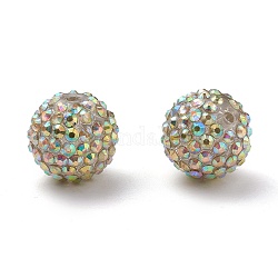 Perles de boule en gypse avec strass en résine, pour épouses de basket boucles d'oreilles, couleur ab , ronde, clair ab, taille: environ 20mm de diamètre, Trou: 2.5mm