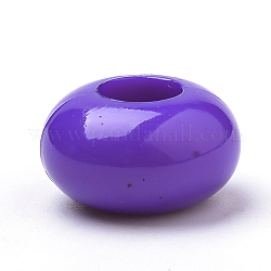 不透明なアクリルビーズ  大きな穴  ロンデル  青紫色  14x8mm  穴：6mm  約560個/500g