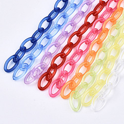 Handgefertigte transparente abs kunststoff kabelketten, Oval, Mischfarbe, 19.29 Zoll ~ 19.68 Zoll (49~50 cm), Link: 13x7.5x1.5 mm