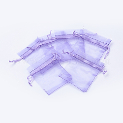Sacs cadeaux organza rectangle, bleu violet, 10x8 cm