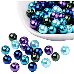 PandaHall 100pcs 8mm Ocean Mix Pearlized Glass Pearl Beads Pearl Crafts Beads for Jewelry Making and Decoration