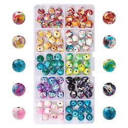 100 Stück 10 Farben synthetische türkisfarbene Perlen, Runde, Mischfarbe, 7~8x7~8 mm, Bohrung: 1 mm, 10 stück / farben