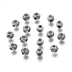 Tibetan Style Alloy Spacer Beads, Cadmium Free & Nickel Free & Lead Free, Polygon, Antique Silver, 3.5x3mm, Hole: 1mm, about 5606pcs/1000g