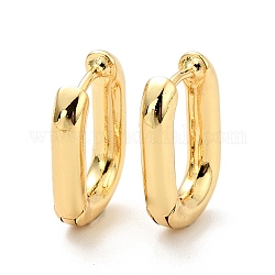 Латунные овальные серьги-кольца для женщин, без кадмия, без никеля и без свинца, реальный 18k позолоченный, 16x12x3 мм, штифты : 0.8 мм