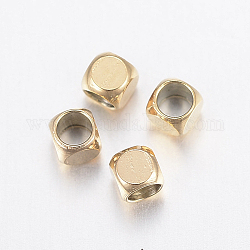 Placcatura ionica (ip) 304 perline in acciaio inossidabile, cubo, oro, 2x2x2mm, Foro: 1.5 mm