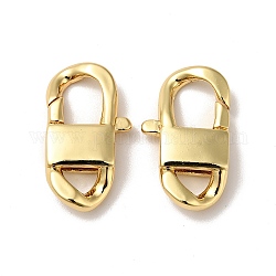 Brass Lobster Claw Clasps, Cadmium Free & Nickel Free & Lead Free, Real 18K Gold Plated, 23x13x4.5mm, Hole: 3.5x5mm