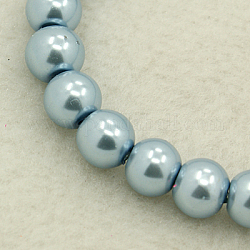 Perlige runde Glasperlen Stränge, gefärbt, hellblau, Größe: ca. 10mm Durchmesser, Bohrung: 1 mm, ca. 85 Stk. / Strang