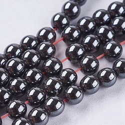 Chapelets de perle en hématite synthétique sans magnétique, ronde, noir, 4mm, Trou: 0.5mm, Environ 104 pcs/chapelet, 15.7 pouce