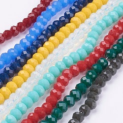 Imitation Jade Glass Bead Strands, Faceted, Rondelle, Mixed Color, 6x4mm, Hole: 1mm, about 89pcs/strand, 15.6 inch