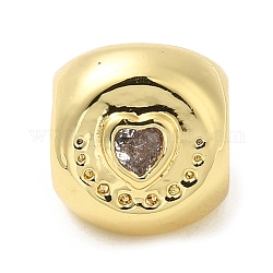 Gestell Messing Zirkonia europäischen Perlen, Großloch perlen, langlebig plattiert, cadmiumfrei und bleifrei, Dreieck mit Herz und Dreifaltigkeitsknoten, echtes 18k vergoldet, 10x9x10 mm, Bohrung: 4.5x5 mm