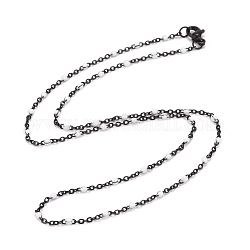 Ion Plating(IP) 304 Stainless Steel Cable Chain Necklaces, with Enamel, White, 17.91 inch(455mm)