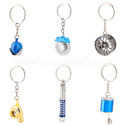 Olycraft 6 Stück Schlüsselanhänger aus Metall für Autoteile, Schlüsselanhänger für Autoteile, Modell, Helm-Schlüsselanhänger, Auto-Ausrüstung, Schlüsselanhänger, Autoräder, Nabenlegierung, Schlüsselanhänger für Handtaschen, Auto-Ceys, Autohandtaschen – 6 Stile