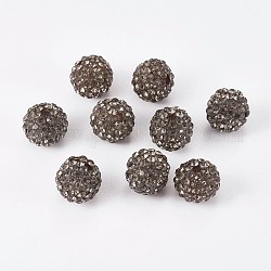 Perles de strass en résine , Grade a, ronde, diamant noir, 10mm, Trou: 2mm