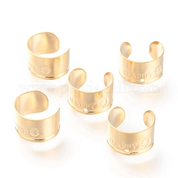 304つのステンレス鋼の耳カフのパーツ  ゴールドカラー  11x7mm  穴：1mm