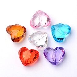 Perline acrilico trasparente, cuore, colore misto, 25x29.2x16mm, Foro: 3 mm, circa 88pcs/500g