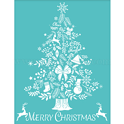 Pochoir de sérigraphie auto-adhésif, pour la peinture sur bois, tissu de t-shirt de décoration de bricolage, turquoise, motif d'arbre de Noël, 22x28 cm