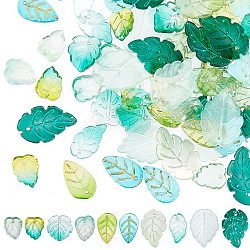 Sunnyclue 1 boîte de 100 breloques en forme de feuilles de verre, perles de feuilles vertes dégradées de plantes, breloques pour la fabrication de bijoux, breloques pour la saison du printemps, boucles d'oreilles, collier, bracelet, pince à cheveux, bricolage, artisanat, femmes adultes