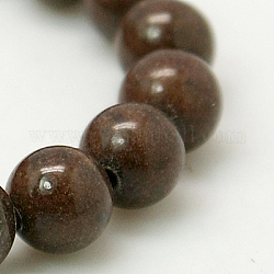 Chapelets de perles rondes en jade de Mashan naturelle, teinte, brun coco, 6mm, Trou: 1mm, Environ 69 pcs/chapelet, 15.7 pouce