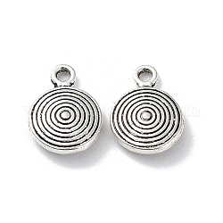Tibetan Style Alloy Charms, Flat Round Charm, Antique Silver, 11x8.5x2.5mm, Hole: 1.2mm