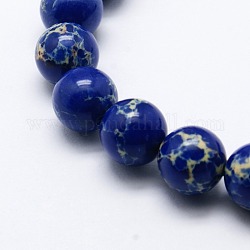 Synthetic Imperial Jasper Beads Strands, Dyed, Round, Blue, 10mm, Hole: 1mm, about 40pcs/strand, 15.5 inch