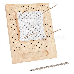 PandaHall Elite 1Pc Wooden Blocking Board, and 8Pcs Stainless Steel Positioning Pins, Stainless Steel Color, Board: 28x23x2cm, Pin: 200x3mm