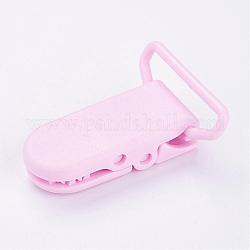 Clip plástico ecológico del tenedor del chupete del bebé, rosa, 43x31x9mm