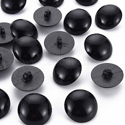 Boutons en plastique avec 1 trou, demi-rond, noir, 25x14mm, Trou: 3mm