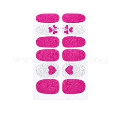 Наклейки для дизайна ногтей с авокадо, клубникой и цветами, блестящие порошковые наклейки, самоклеящийся, для украшения ногтей, светло-вишневый, 25.5x10~16.5 мм, 12шт / лист