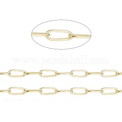 3.28 Feet Ion Plating(IP) 304 Stainless Steel Paperclip Chains, Soldered,, Golden, 4.8x2.5x0.5mm, about 65.61 Feet(20m)/roll