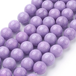 天然石馬山ジェイドラウンドビーズ連売り  染め  青紫色  10mm  穴：1mm  約41個/連  15.7インチ