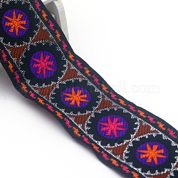 フラットエスニックスタイル刺繍ポリエステルリボン  ジャカードリボン  服飾材料  青紫色  2インチ（50mm）  約7.66ヤード（7m）/ pc