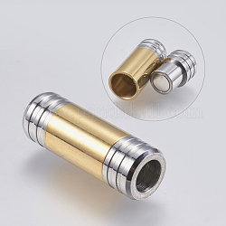 304 chiusura magnetica in acciaio inossidabile con estremità incollate, colonna, oro & colore acciaio inossidabile, 28x10mm, Foro: 6 mm