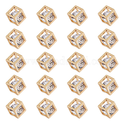 DICOSMETIC Brass Cubic Zirconia Charms, Cube, Real 18K Gold Plated, 4.5x4.5x4.5mm, 20pcs/box
