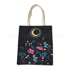 Sacs fourre-tout pour femmes en toile imprimée fleurs, papillons et lune, avec une poignée, sacs à bandoulière pour faire du shopping, rectangle, rose chaud, 60 cm