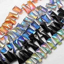 Faceted Electroplate Crystal Glass Trapezoid Beads Strands, Color Plated, Mixed Color, 20x10.5x7mm, Hole: 1mm,  about 70pcs/strand, 33 inch