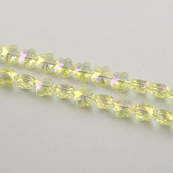 Electroplate Glass Beads, Flower, Faceted, Champagne Yellow, 10x10x7mm, Hole: 1mm