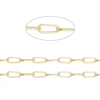 Ion Plating(IP) 304 Stainless Steel Paperclip Chains, Soldered, Golden, 5.5x2.5x0.5mm