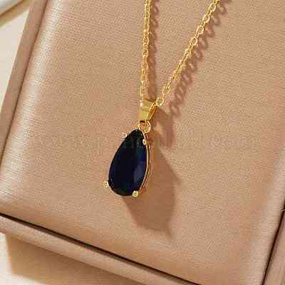 Элегантные латунные паве стеклянные модные ожерелья с подвесками в виде капель воды BP5132-5-1