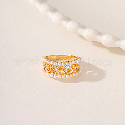 Латунь микро проложить кубический цирконий палец кольцо AH5761-1-1