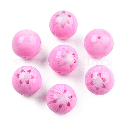 Цветочные непрозрачные шарики смолы RESI-T054-001B-1