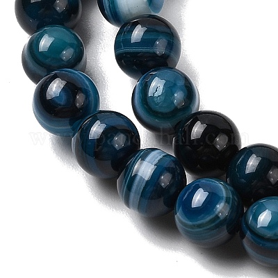 Натуральные полосатые агатовые бусы G-I392-A01-6mm-02-1