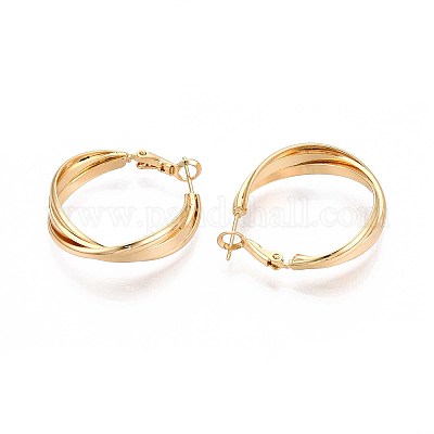 Серьги-кольца из латуни EJEW-T047-100G-1