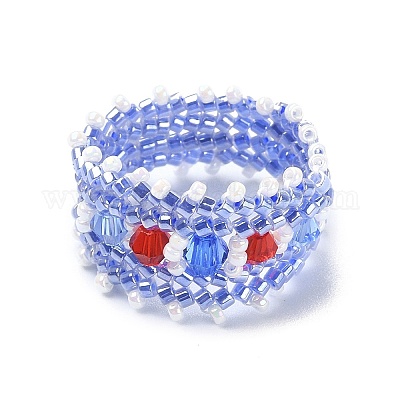 Стрейч-кольца из стеклянных бусин для женщин RJEW-MZ00005-1