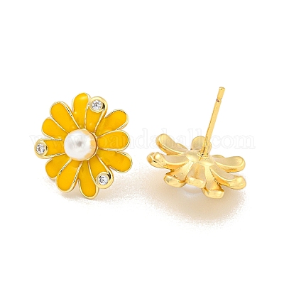 Серьга-гвоздик из латуни с микро-паве EJEW-C102-39G-02-1