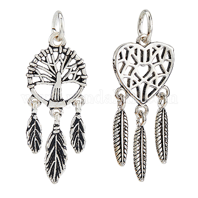 2 шт. 2 стиля 925 подвески из стерлингового серебра STER-HS0001-07-1
