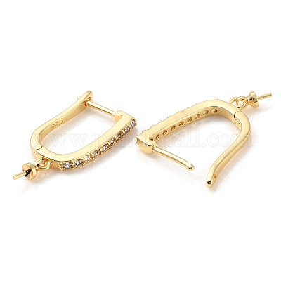 Серьга-кольцо из латуни с микропаве из кубического циркония KK-C021-12G-1