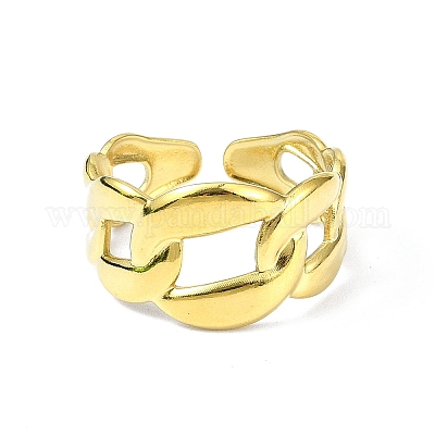 Открытое манжетное кольцо из нержавеющей стали 304 с ионным покрытием (IP) RJEW-L109-039G-1