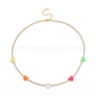 Латунные кубические циркония с подвесками из эмали NJEW-S418-04-1