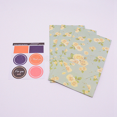 Бумажные пакеты с цветочным узором CARB-WH0009-11B-1